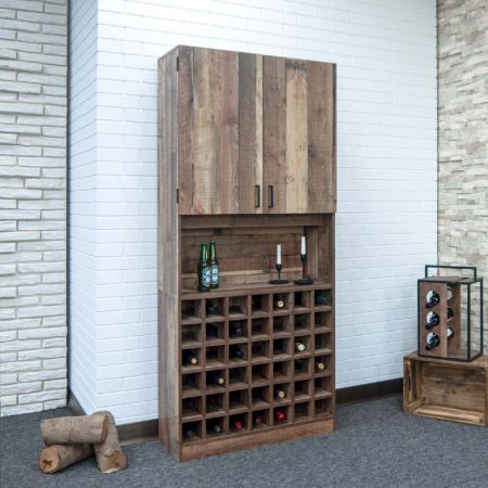Вертикальный деревянный винный шкаф высотой 180 см с 42 решетками
